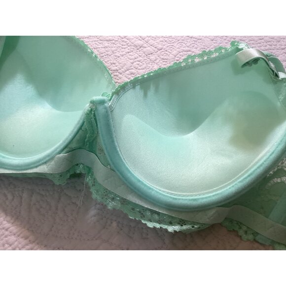 Lace Covered Mint Green Push-Up Bra and Thong Panty Set**Sissy*Femboy*38C*New - Picture 4 of 7